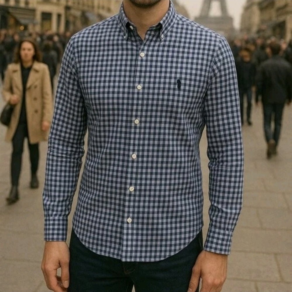 Ralph Lauren Blue Label Button Down Cotton Striped Collard Y2K